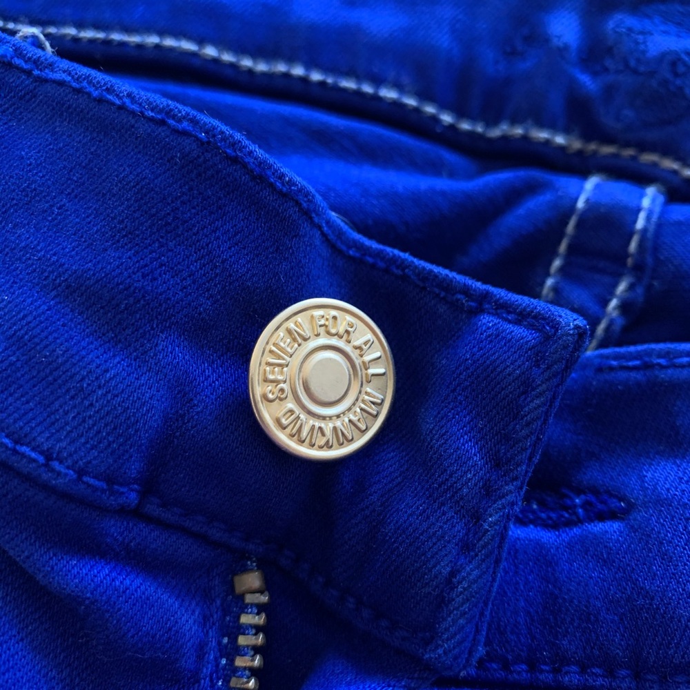7 for all mankind blue skinny jeans; size 27